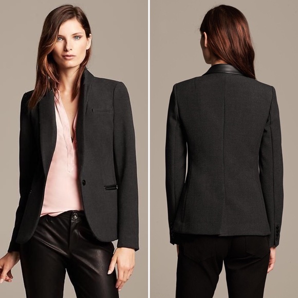 leather trim blazer